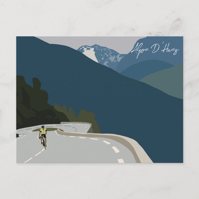 Alpe d’Huez cycling digital print Postcard (Front)