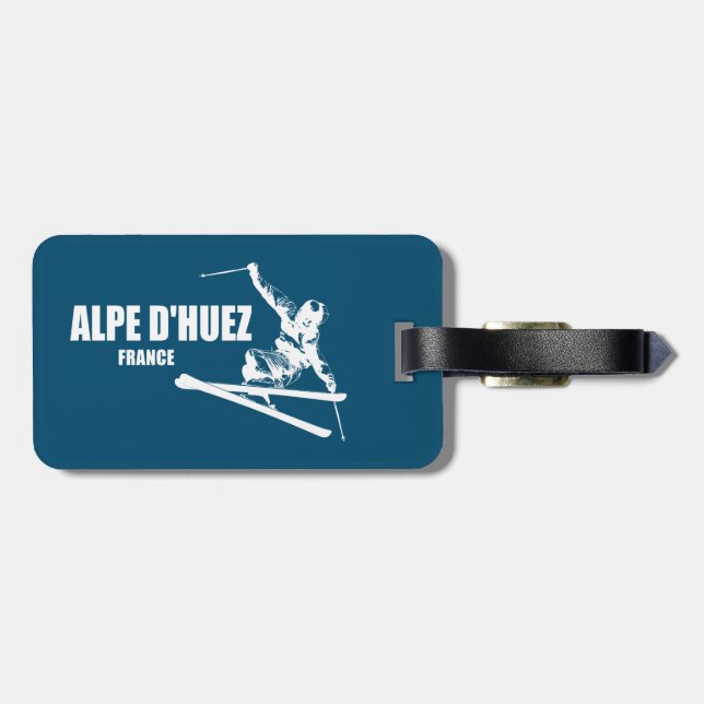 Alpe d’Huez France Skier Luggage Tag (Back Horizontal)