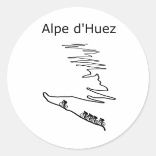 Alpe d Huez in France cycling for men and women Classic Round Sticker