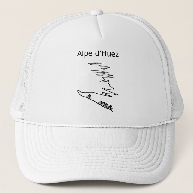 Alpe d Huez in France cycling for men and women Trucker Hat (Front)