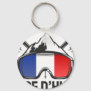 Alpe D'huez France Ski Resort Retro Skiing Key Ring