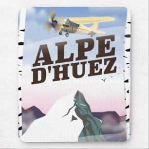 Alpe d'Huez, France ski travel poster Mouse Mat