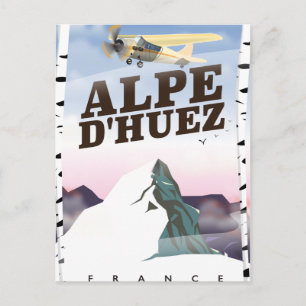 Alpe d'Huez, France ski travel poster Postcard