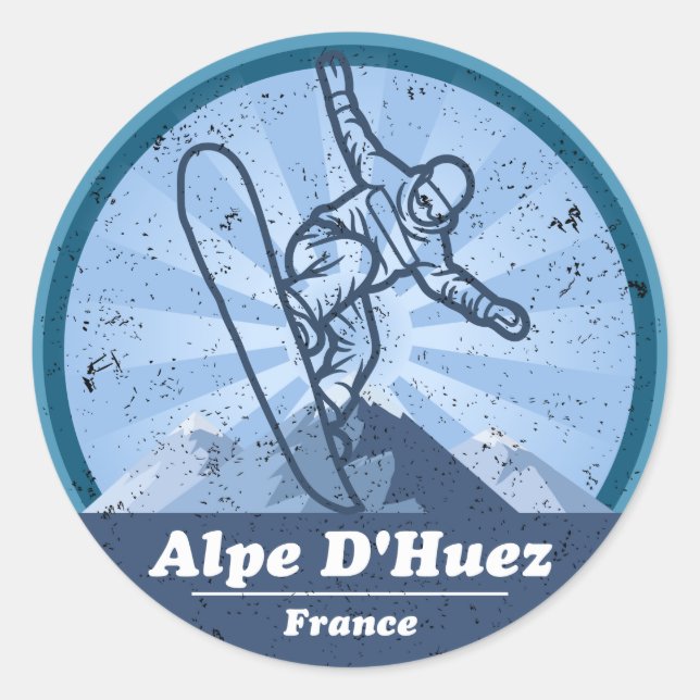 Alpe d'Huez Ski Resort - Snowboard Sticker (Front)