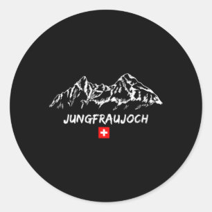 Alpen Bergpanorama Skiing Holidays Apres-ski Jungf Classic Round Sticker