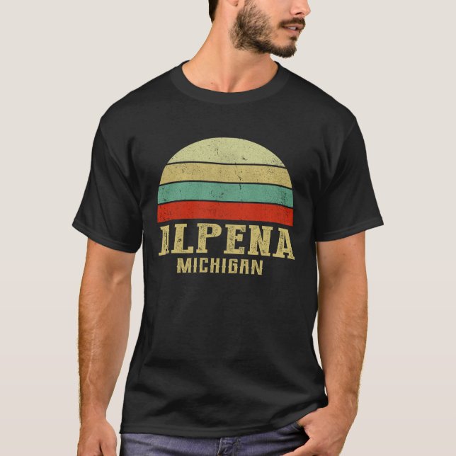 ALPENA MICHIGAN Vintage Retro Sunset T-Shirt (Front)