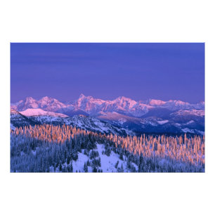 Alpenglow strikes the peaks of Glacier Photo Print