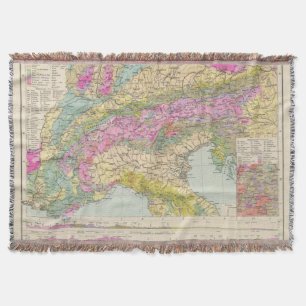 Alpenlander - Atlas Map of the Alps Throw Blanket