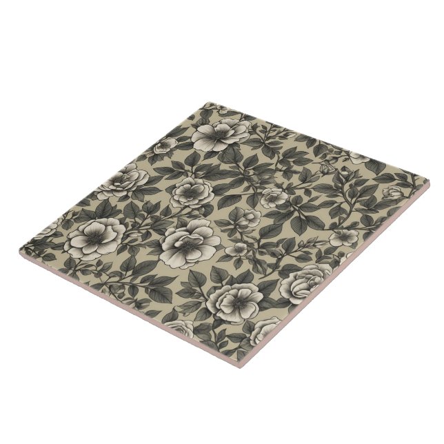 Alpenrose floral vintage pattern tile (Side)