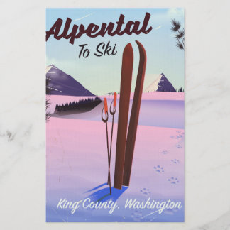 Alpental King County, Washington ski poser Stationery