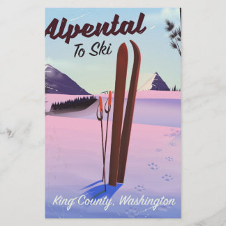 Alpental King County, Washington ski poser Stationery