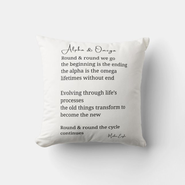 Alpha and omega poem  cushion (Front)