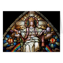 Alpha and Omega Stained Glass Card
