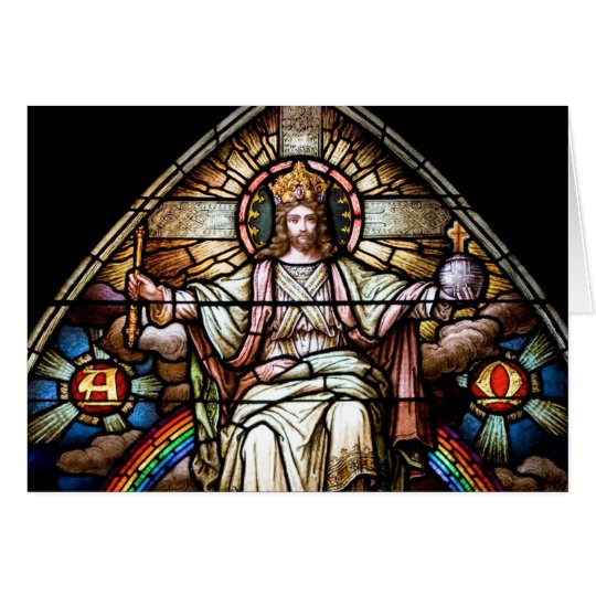 Alpha and Omega Stained Glass Card