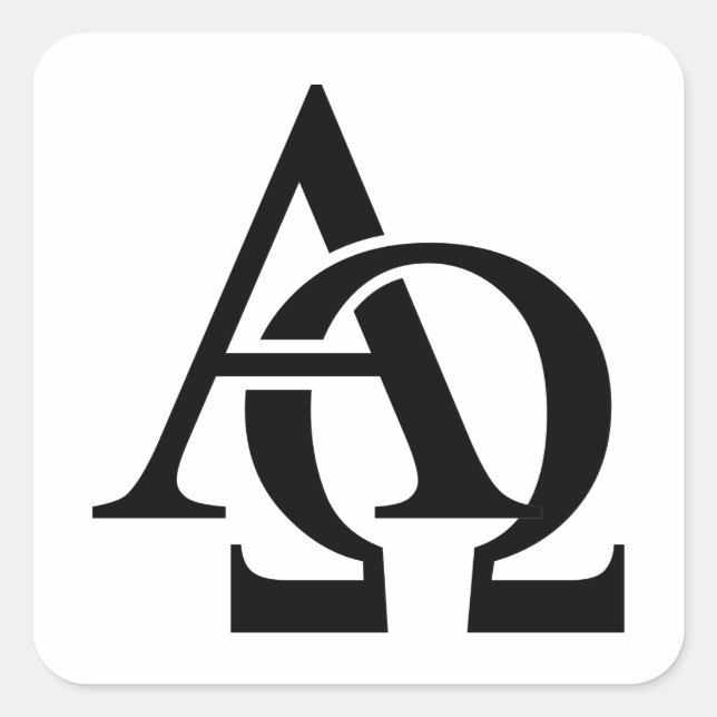 Alpha and Omega symbols | Greek Alphabet Letters Square Sticker (Front)
