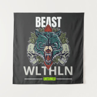 Alpha Beast _ Untamed Wolf Streetwear Fearless Tapestry
