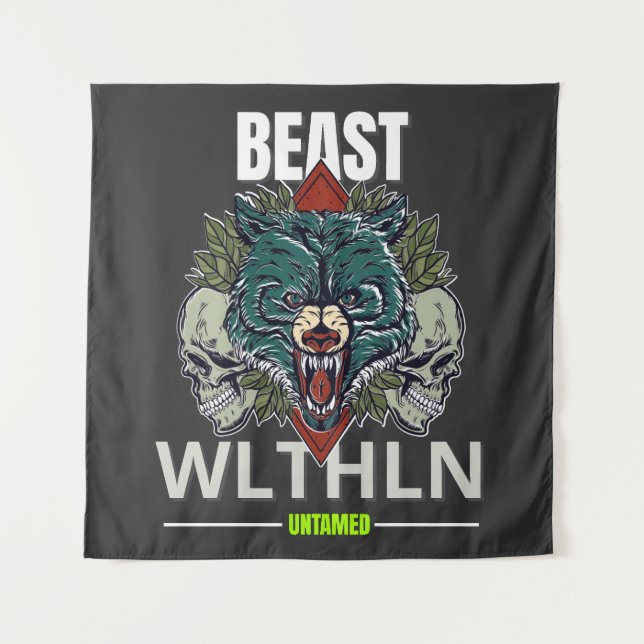 Alpha Beast _ Untamed Wolf Streetwear Fearless  Tapestry (Front)