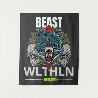 Alpha Beast _ Untamed Wolf Streetwear Fearless Tapestry