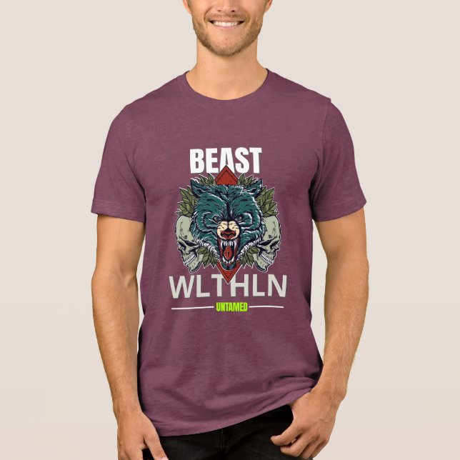 Alpha Beast _ Untamed Wolf Streetwear Fearless  Tri-Blend Shirt (Front)