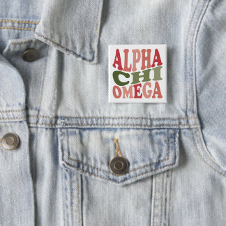 Alpha Chi Omega Groovy Retro Stacked Graphic 15 Cm Square Badge