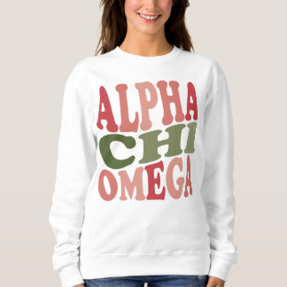 Alpha Chi Omega Groovy Retro Stacked Graphic Sweatshirt