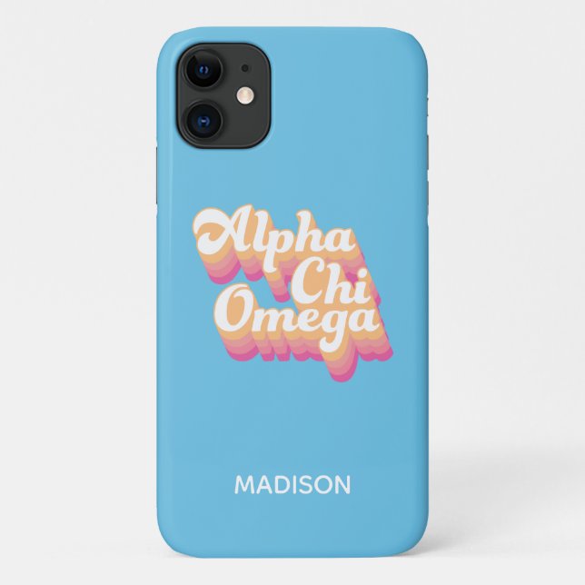 Alpha Chi Omega | Groovy Script Case-Mate iPhone Case (Back)