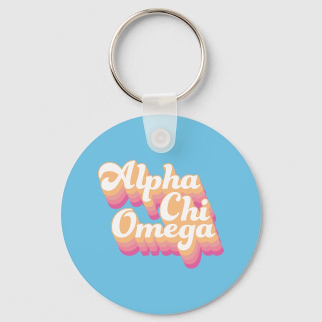 Alpha Chi Omega | Groovy Script Key Ring (Front)