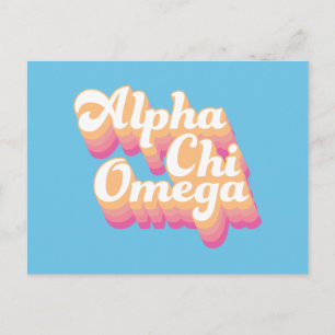 Alpha Chi Omega   Groovy Script Postcard