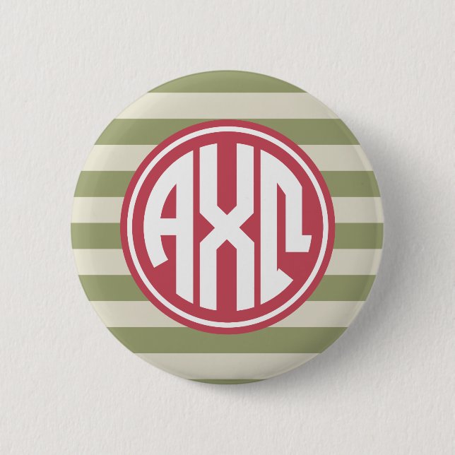 Alpha Chi Omega | Monogram Stripe Pattern 6 Cm Round Badge (Front)