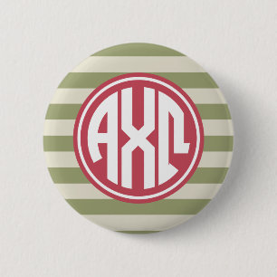 Alpha Chi Omega   Monogram Stripe Pattern 6 Cm Round Badge