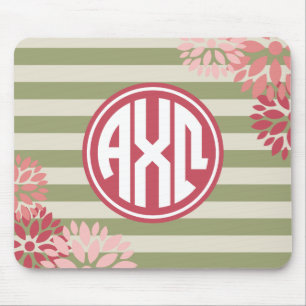Alpha Chi Omega Monogram Stripe Pattern Mouse Mat