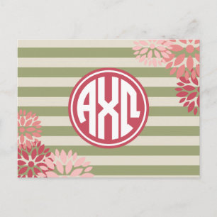 Alpha Chi Omega   Monogram Stripe Pattern Postcard