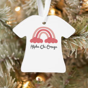 Alpha Chi Omega Sorority Red Monochrome Rainbow Ornament