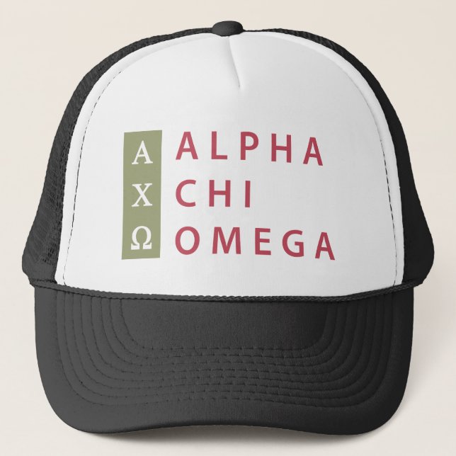 Alpha Chi Omega | Stacked Logo Trucker Hat (Front)