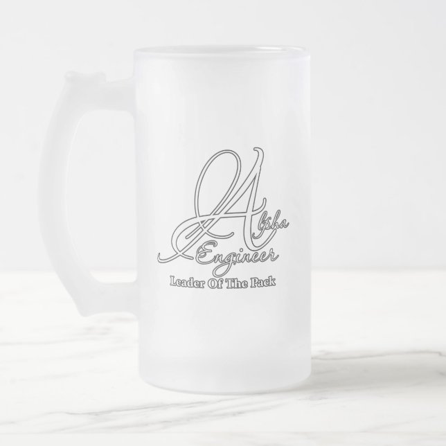 Alpha Engineer Frosted Glass Beer Mug (Left)