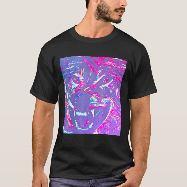 Alpha Face Angry Leader Wolf T-Shirt (Front)