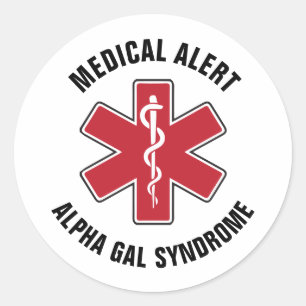 Alpha Gal Syndrome Medical Alert Symbol Classic Round Sticker