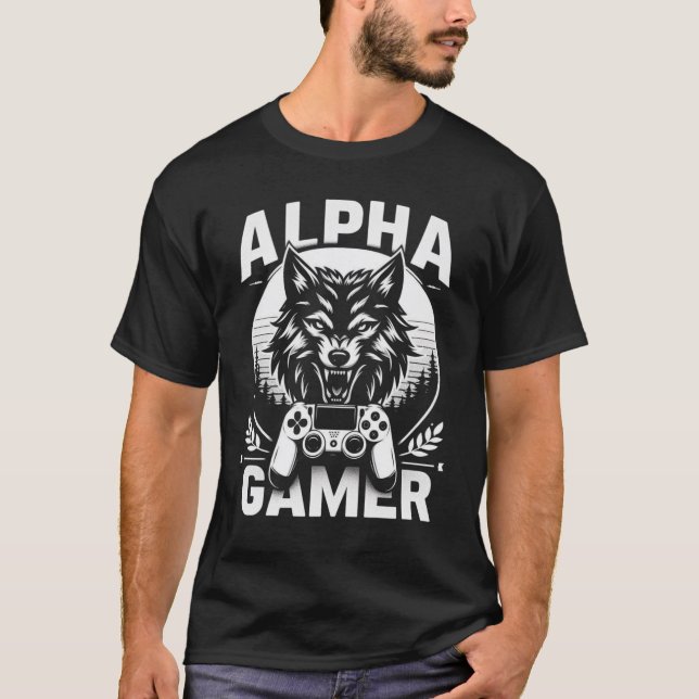 Alpha Gamer Wolf - Dominant Gaming T-Shirt (Front)