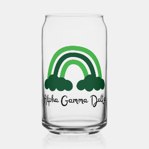 Alpha Gamma Delta Sorority Forest Green Rainbow Can Glass