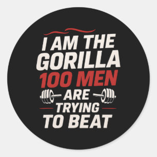 Alpha Gorilla Gym Bodybuilding Funny Bold Workout Classic Round Sticker