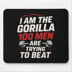 Alpha Gorilla Gym Bodybuilding Funny Bold Workout Mouse Mat