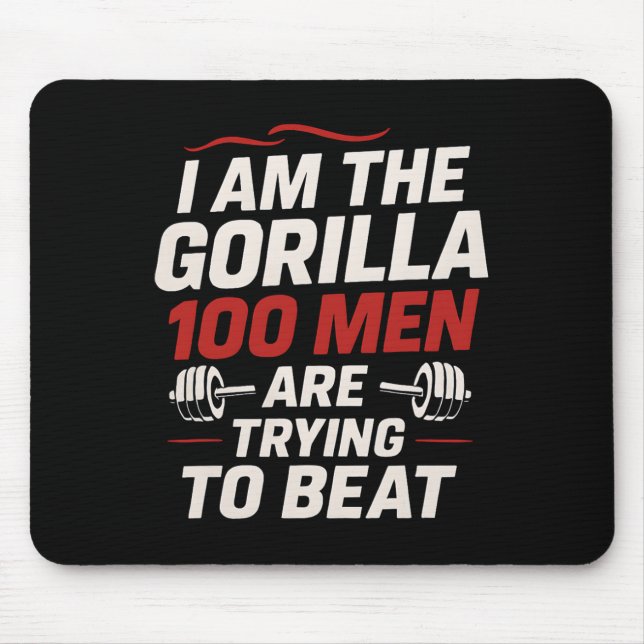 Alpha Gorilla Gym Bodybuilding Funny Bold Workout  Mouse Mat (Front)
