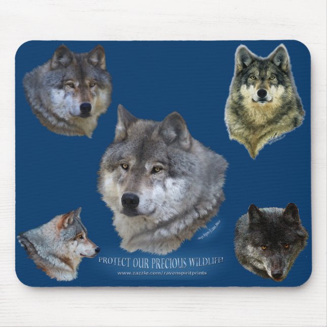Alpha Grey Wolf Wildlife Supporter Collection Mouse Mat (Front)