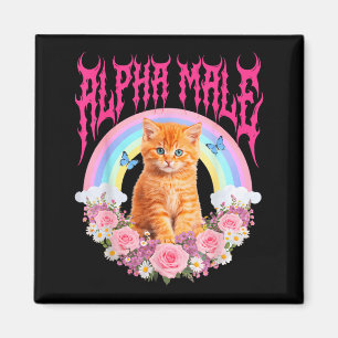 Alpha Male Cat Funny Kitten Rainbow Floral Stupid Magnet