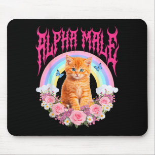 Alpha Male Cat Funny Kitten Rainbow Floral Stupid Mouse Mat
