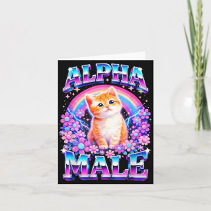Alpha Male Funny Kitten Rainbow Floral Card