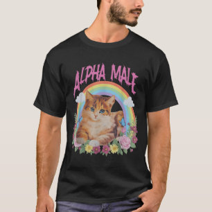 Alpha Male Funny Kitten Rainbow Floral Meme Grunge T-Shirt