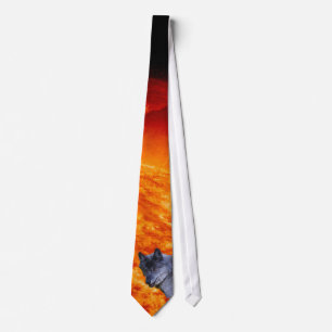 Alpha Male Grey Wolf & Flaming Sun Wildlife Tie