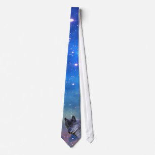 Alpha Male Grey Wolf & Outer Space Wildlife Tie