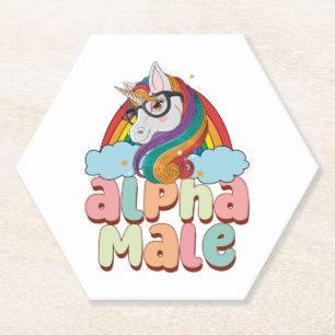Alpha Male Ironic Unicorn 2 Paper Coaster